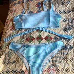 🌊Cute Blue Stripe Bikini🐬